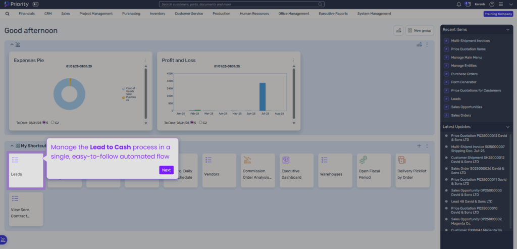 lead to cash sales crm screen 1