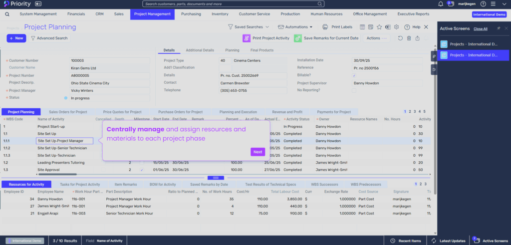 Project Managment Screen 2
