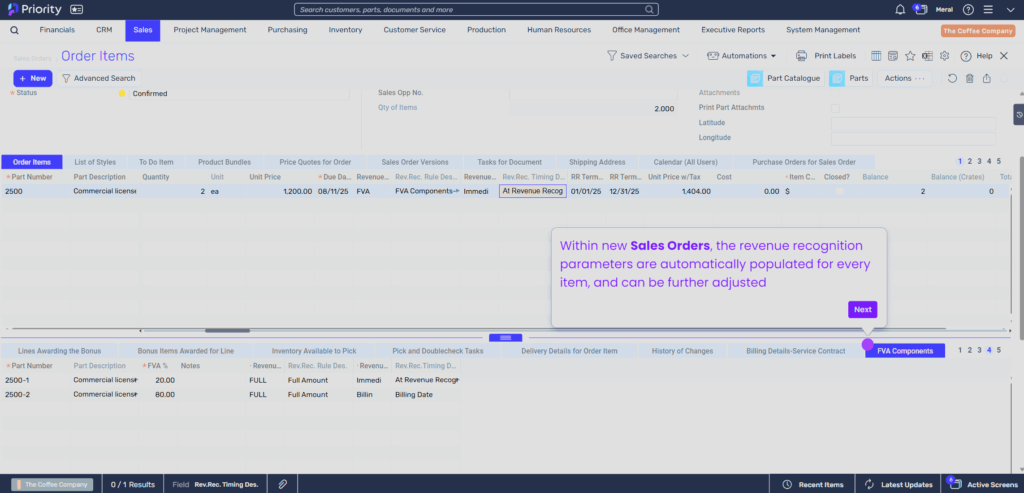 revenue recognition screen 2