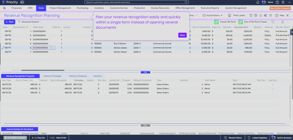 revenue recognition screen 3